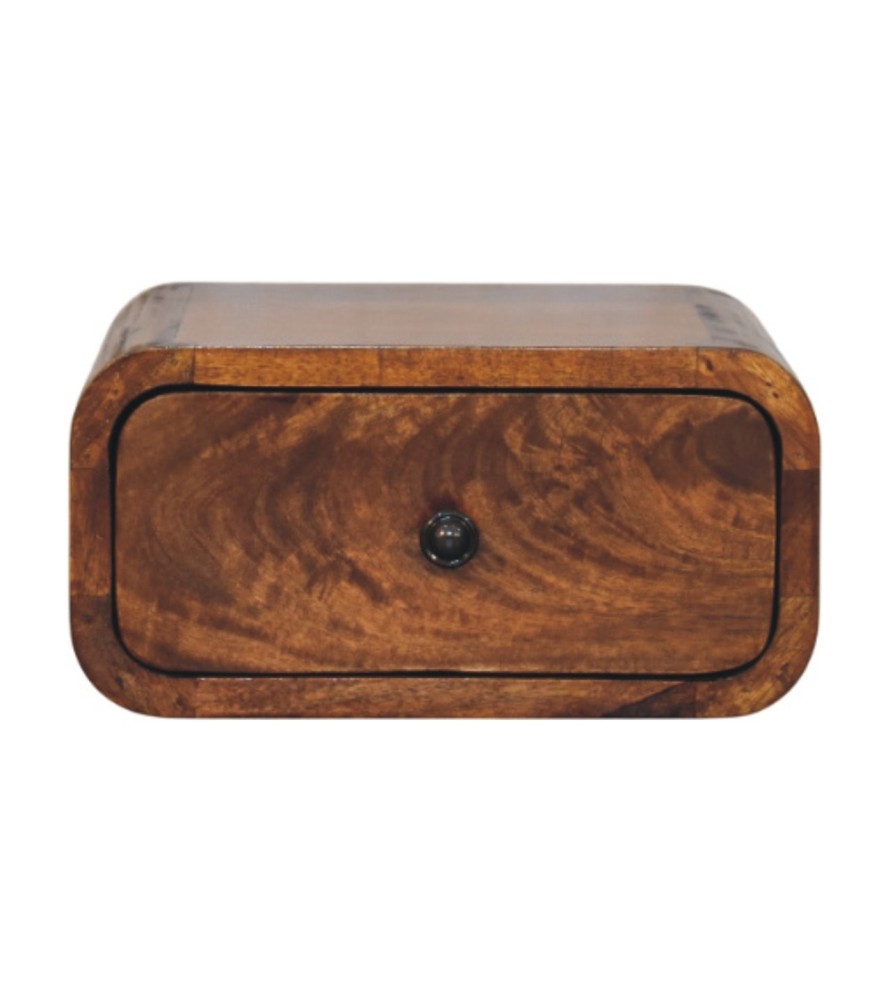 Table de chevet murale Avora Mini couleur finition châtaigne avec 1 tiroir