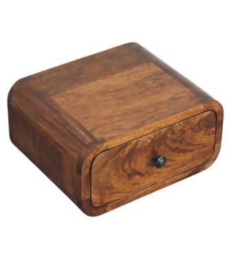 Table de chevet murale Avora Mini couleur finition châtaigne avec 1 tiroir
