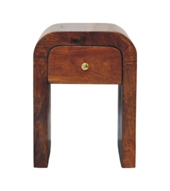Table de chevet Mini Darcy finition châtaigne avec bords incurvés