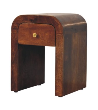 Table de chevet Mini Darcy finition châtaigne avec bords incurvés