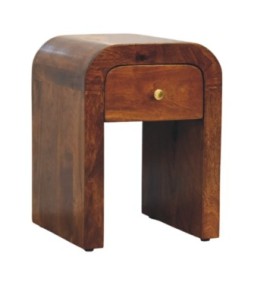 Table de chevet Mini Darcy finition châtaigne avec bords incurvés