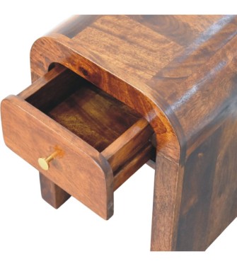 Table de chevet Mini Darcy finition châtaigne avec bords incurvés