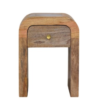Table de chevet Mini Darcy aspect chêne avec bords incurvés