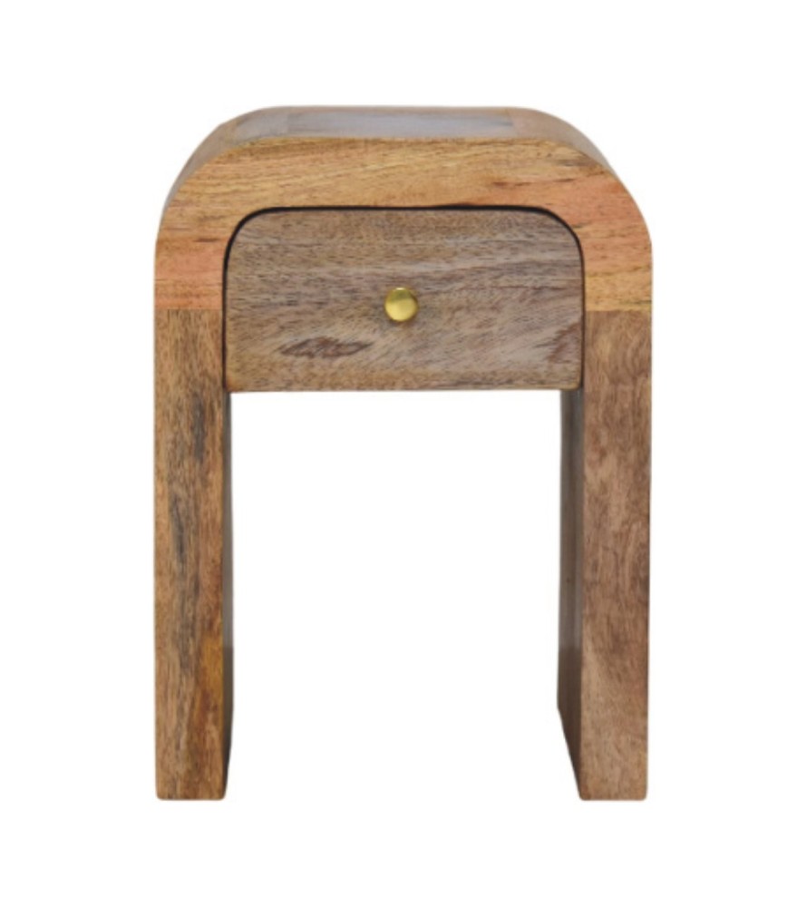 Table de chevet Mini Darcy aspect chêne avec bords incurvés