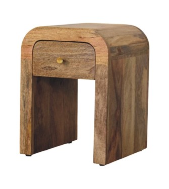 Table de chevet Mini Darcy aspect chêne avec bords incurvés