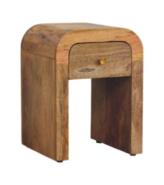 Table de chevet Mini Darcy aspect chêne avec bords incurvés