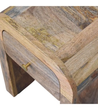 Table de chevet Mini Darcy aspect chêne avec bords incurvés