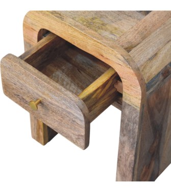 Table de chevet Mini Darcy aspect chêne avec bords incurvés