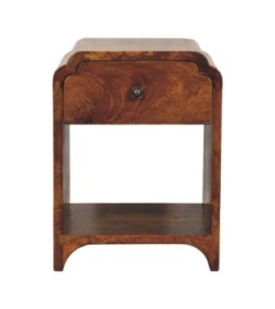 Table de chevet Newton Mini avec tiroir et étagère ouverte - finition châtaigne