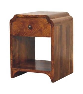 Table de chevet Newton Mini avec tiroir et étagère ouverte - finition châtaigne