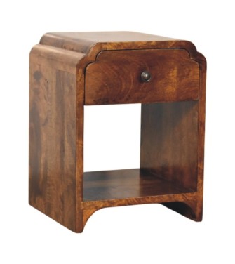 Table de chevet Newton Mini avec tiroir et étagère ouverte - finition châtaigne