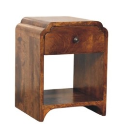 Table de chevet Newton Mini avec tiroir et étagère ouverte - finition châtaigne