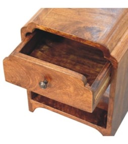 Table de chevet Newton Mini avec tiroir et étagère ouverte - finition châtaigne