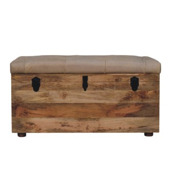 Beige Buffalo hide leather Storage Trunk