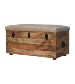 Beige Buffalo hide leather Storage Trunk