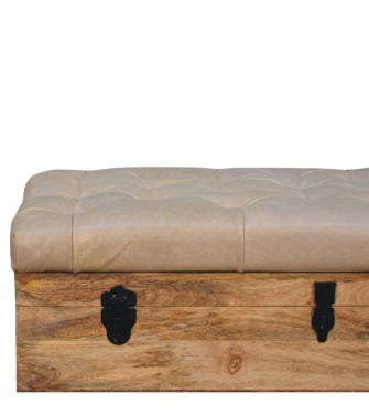 Beige Buffalo hide leather Storage Trunk