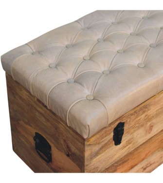 Beige Buffalo hide leather Storage Trunk
