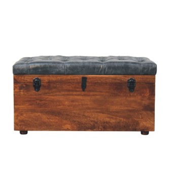 Black Buffalo hide leather Storage Trunk