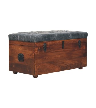 Black Buffalo hide leather Storage Trunk