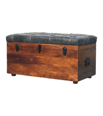 Black Buffalo hide leather Storage Trunk