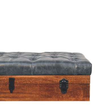 Black Buffalo hide leather Storage Trunk