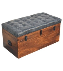 Black Buffalo hide leather Storage Trunk