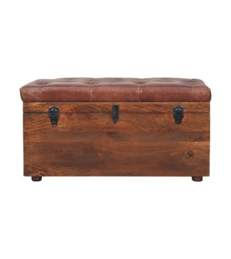 Brown Buffalo hide leather Storage Trunk