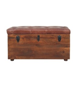 Brown Buffalo hide leather Storage Trunk