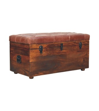 Brown Buffalo hide leather Storage Trunk