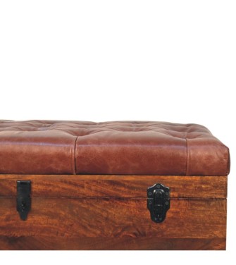 Brown Buffalo hide leather Storage Trunk