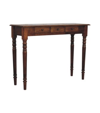 Turned Legs 3 Drawer Chestnut Console