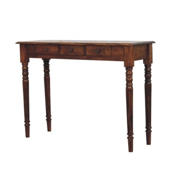 Turned Legs 3 Drawer Chestnut Console