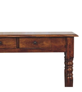 Turned Legs 3 Drawer Chestnut Console