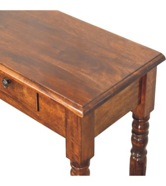 Turned Legs 3 Drawer Chestnut Console
