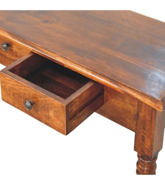Turned Legs 3 Drawer Chestnut Console