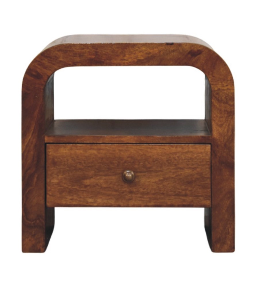 Table de chevet Darcy couleur châtaigne avec tiroir et étagère ouverte