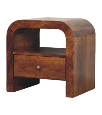 Table de chevet Darcy couleur châtaigne avec tiroir et étagère ouverte