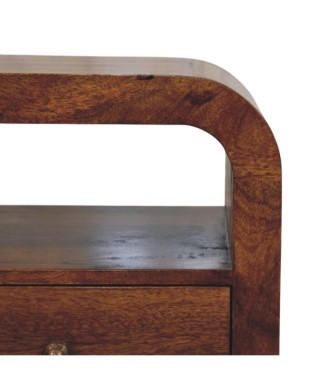 Table de chevet Darcy couleur châtaigne avec tiroir et étagère ouverte