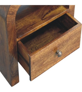 Table de chevet Darcy couleur châtaigne avec tiroir et étagère ouverte