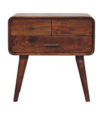 Table de chevet Avora à 3 tiroirs couleur finition châtaigne