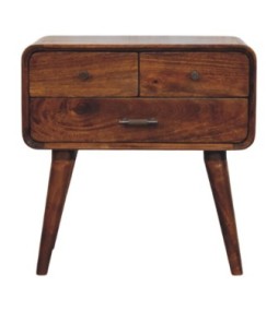 Table de chevet Avora à 3 tiroirs couleur finition châtaigne