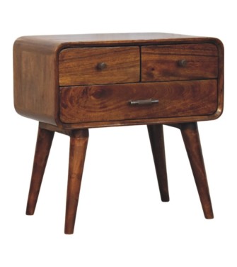 Table de chevet Avora à 3 tiroirs couleur finition châtaigne