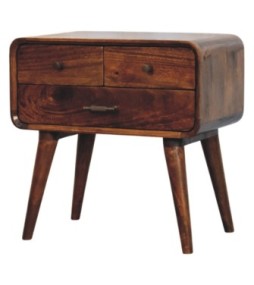 Table de chevet Avora à 3 tiroirs couleur finition châtaigne