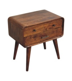 Table de chevet Avora à 3 tiroirs couleur finition châtaigne