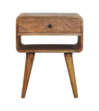 Table de chevet Avora aspect chêne avec tiroir et fente ouverte