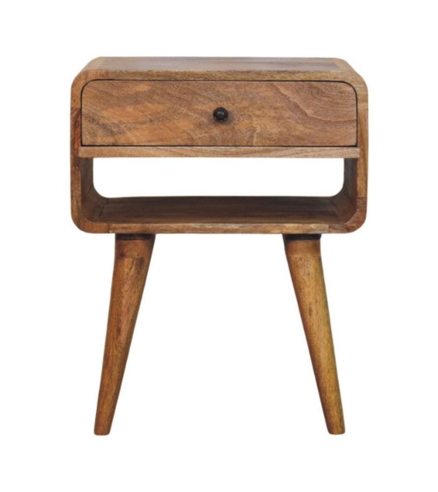 Table de chevet Avora aspect chêne avec tiroir et fente ouverte