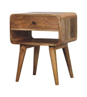 Table de chevet Avora aspect chêne avec tiroir et fente ouverte