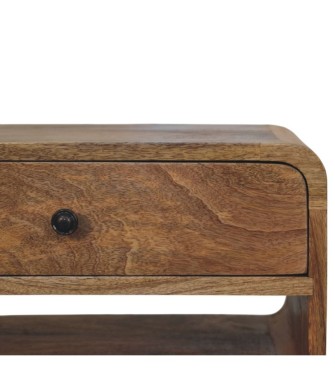 Table de chevet Avora aspect chêne avec tiroir et fente ouverte