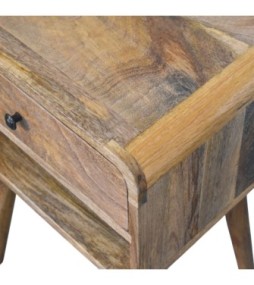 Table de chevet Avora aspect chêne avec tiroir et fente ouverte