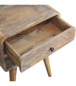 Table de chevet Avora aspect chêne avec tiroir et fente ouverte